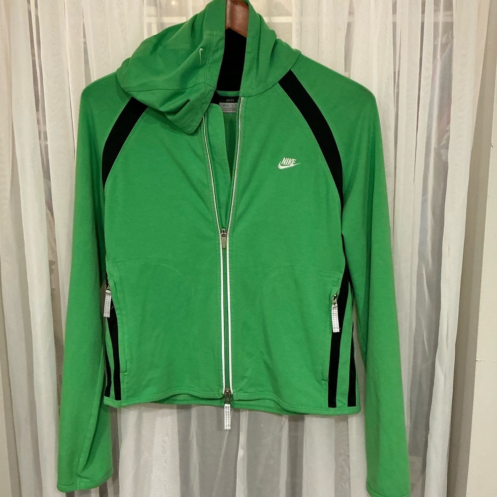 Nike Green and Black Zip-Up Hoodie